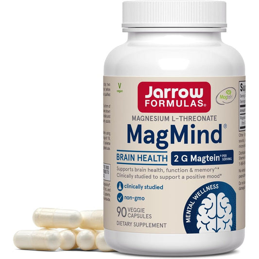 Jarrow Formulas MagMind 90 veggie capsules front bottle view for cognitive health