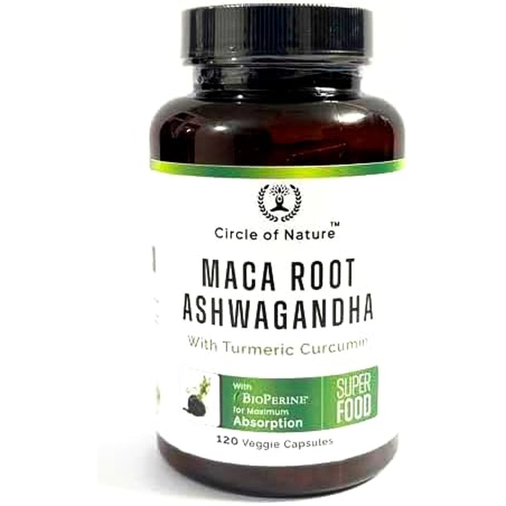 Circle of Nature Maca & Ashwagandha 120 Capsules Turmeric & BioPerine Supplement