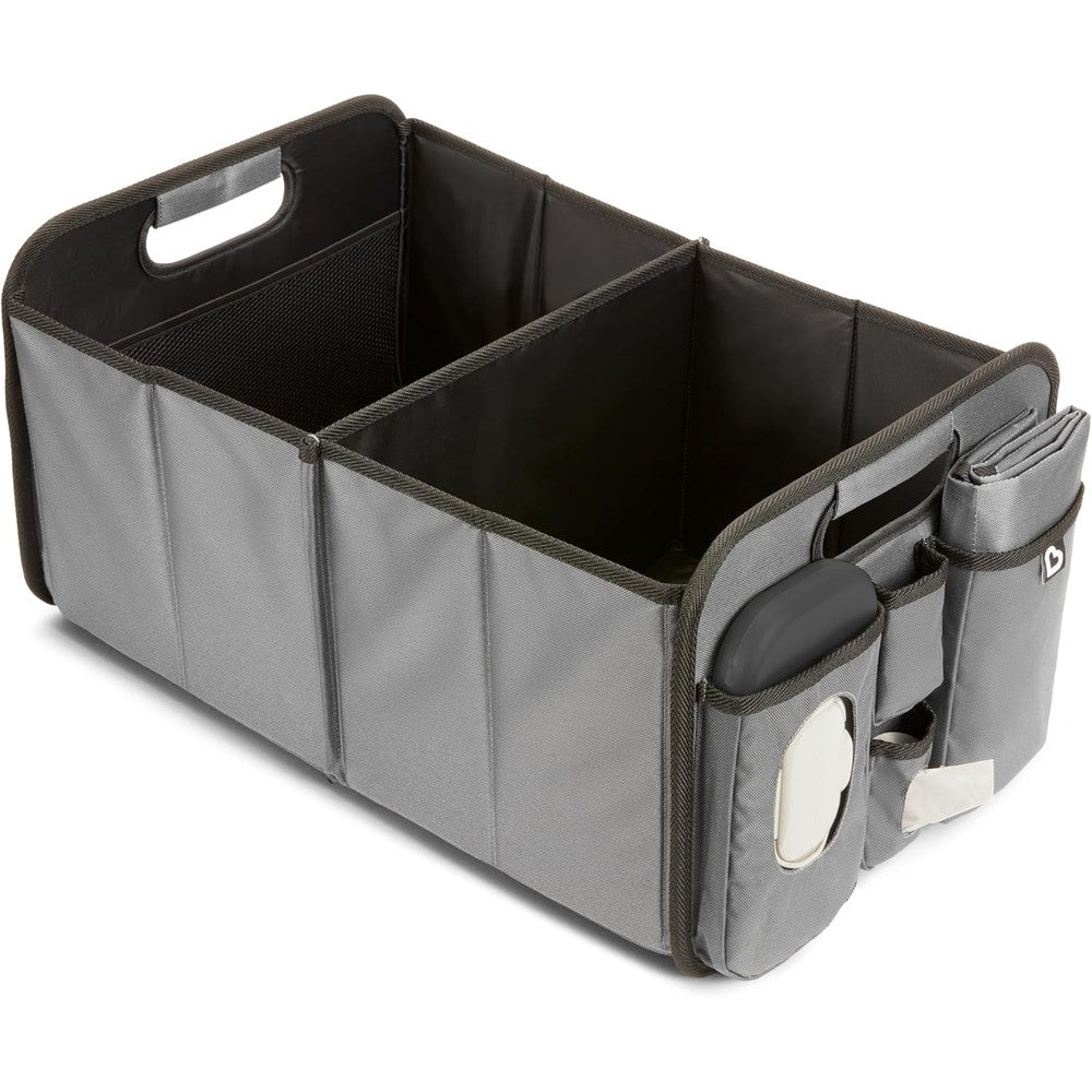 Munchkin Brica Out-N-About Trunk Organizer front view in grey color
