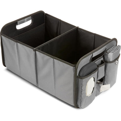 Munchkin Brica Out-N-About Collapsible Trunk Organizer And Diaper Changing Station With Portable Changing Pad And Wipes Case Grey