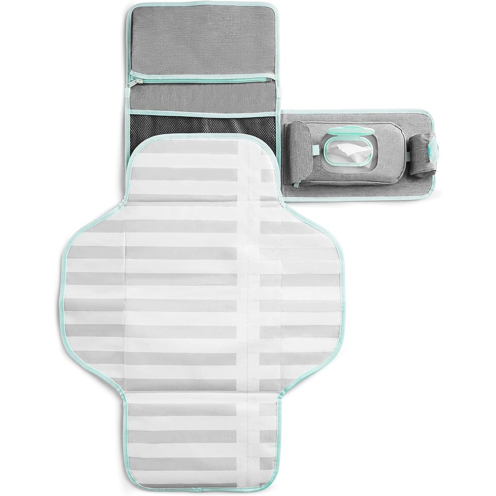 Munchkin Diaper Changing Kit XL portable grey mat front view showing compact folded design for travel.