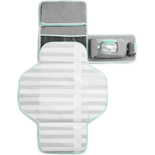 Munchkin Diaper Changing Kit XL portable grey mat front view showing compact folded design for travel.