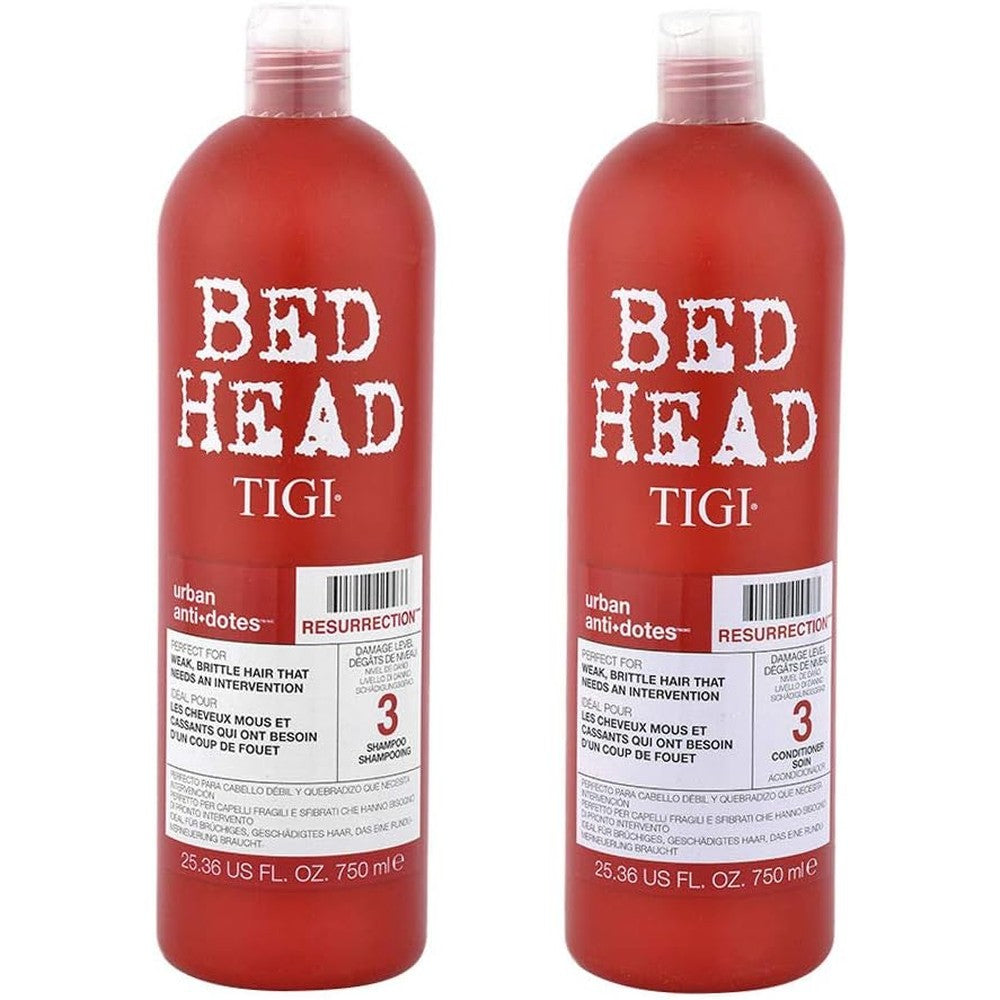 TIGI Bed Head Urban Antidotes Resurrection Shampoo and Conditioner twin pack front view professional hair repair kit