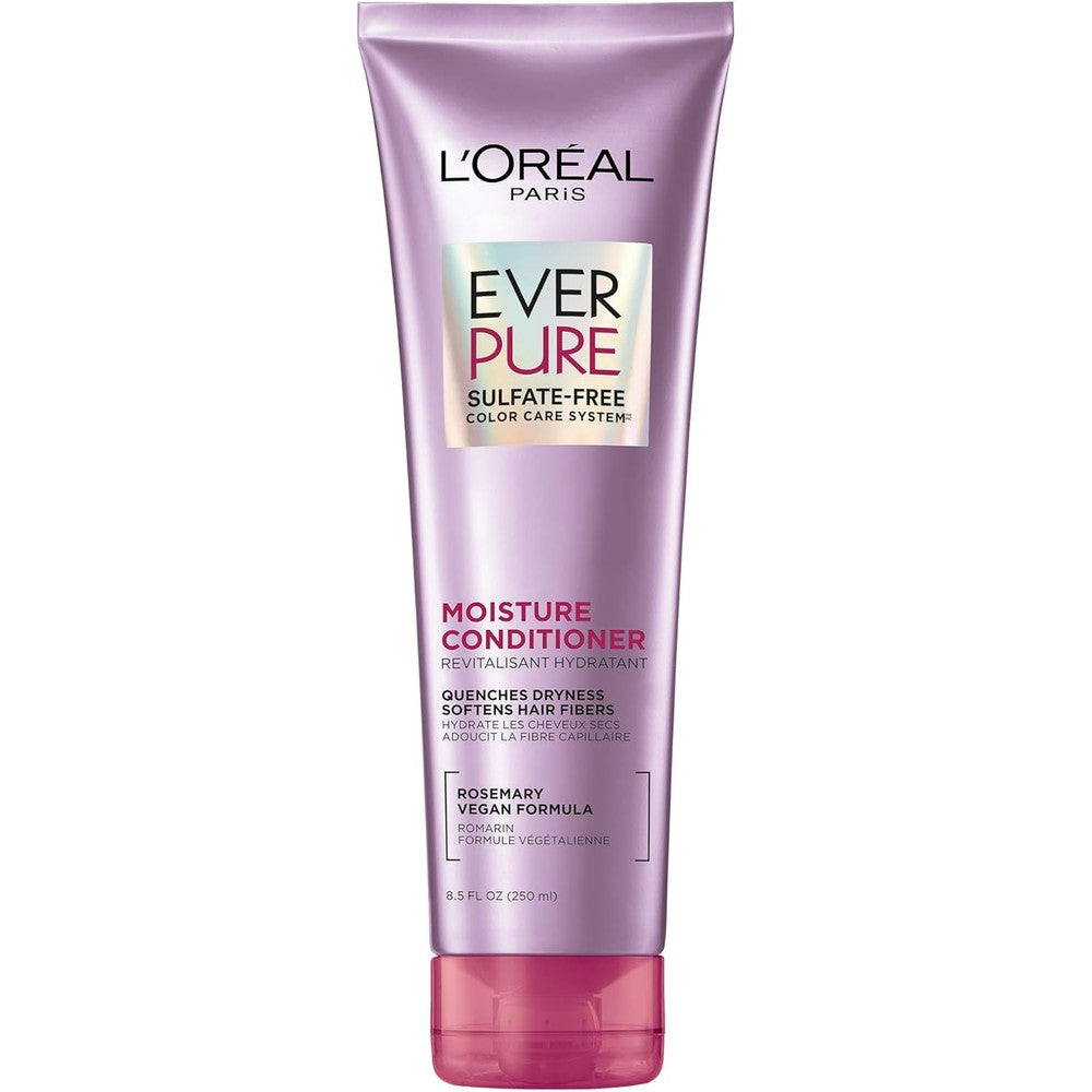 L'Oreal Paris EverPure Moisture Sulfate Free Conditioner front view packaging for color-treated hair care