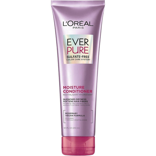 L'Oreal Paris EverPure Moisture Sulfate Free Conditioner front view packaging for color-treated hair care