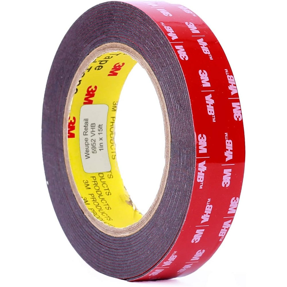 3M Scotch 5952 VHB Tape front view showcasing the roll with its distinctive red liner and black acrylic foam core.
