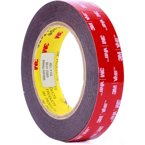 3M Scotch 5952 VHB Tape front view showcasing the roll with its distinctive red liner and black acrylic foam core.