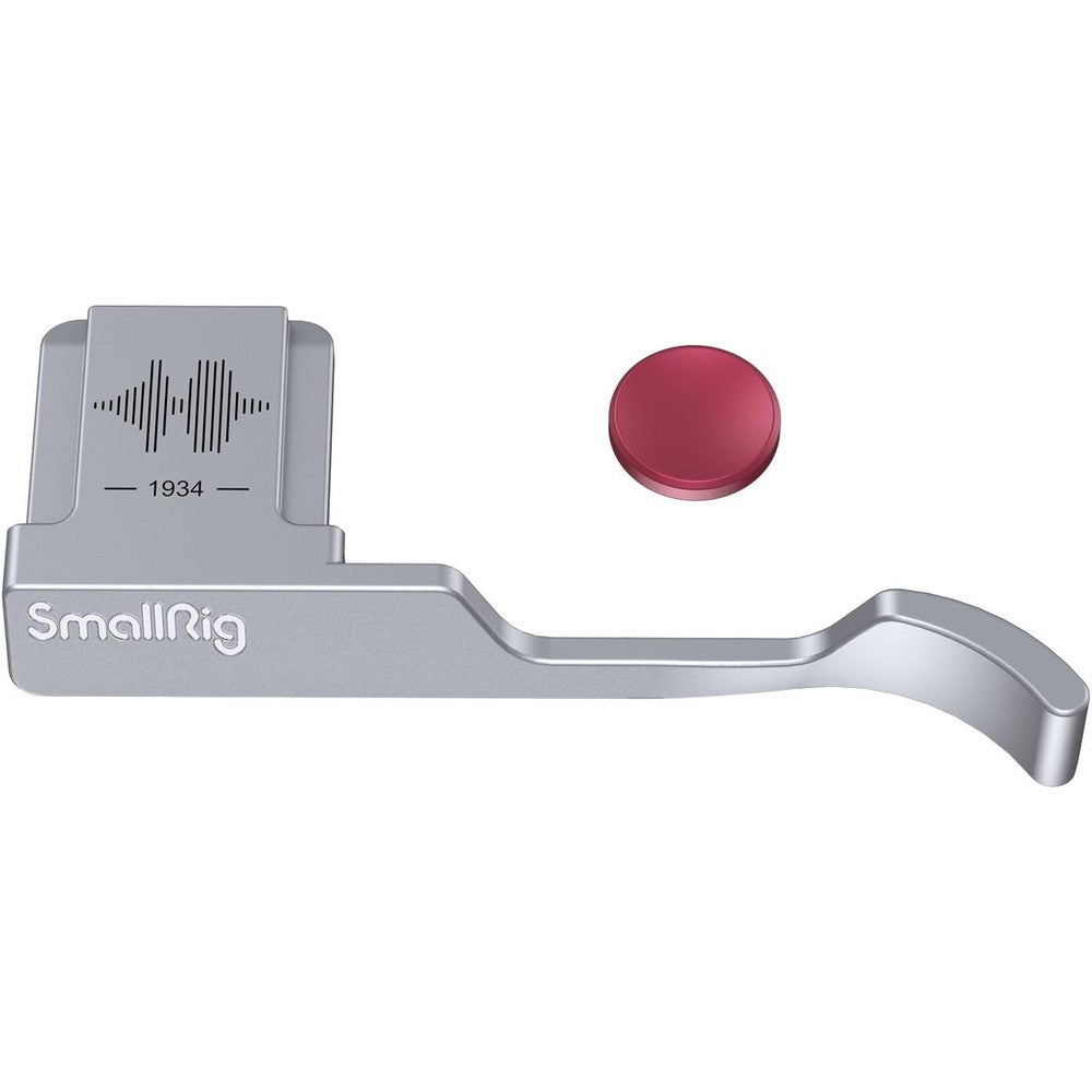 SmallRig thumb grip for FUJIFILM X100VI front view in premium silver finish