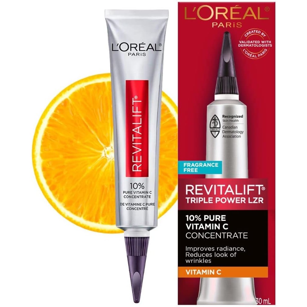 L'Oreal Paris Revitalift Derm Intensives 10% Pure Vitamin C Face Serum for Radiant Skin and Wrinkle Reduction 30 Millilitres