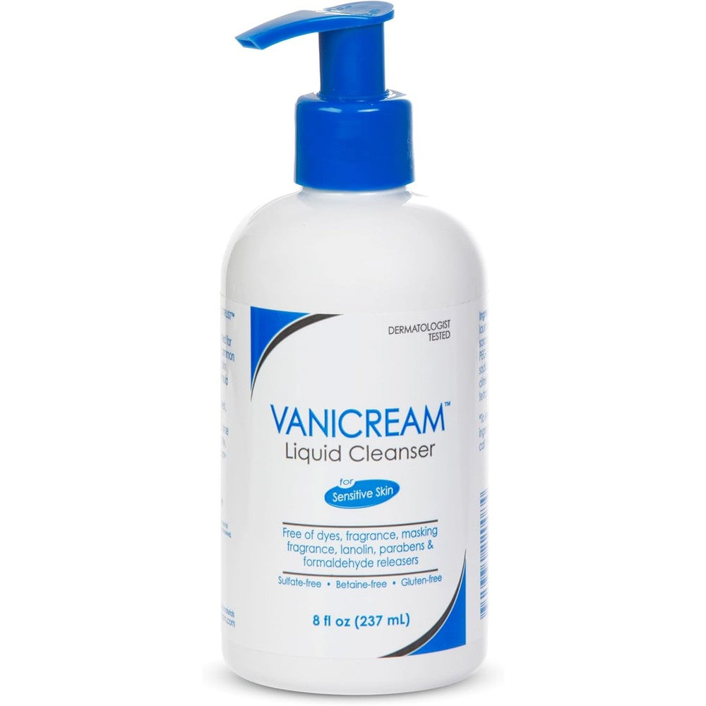 Vanicream Liquid Cleanser 8 Ounce front view bottle for sensitive skin care routine