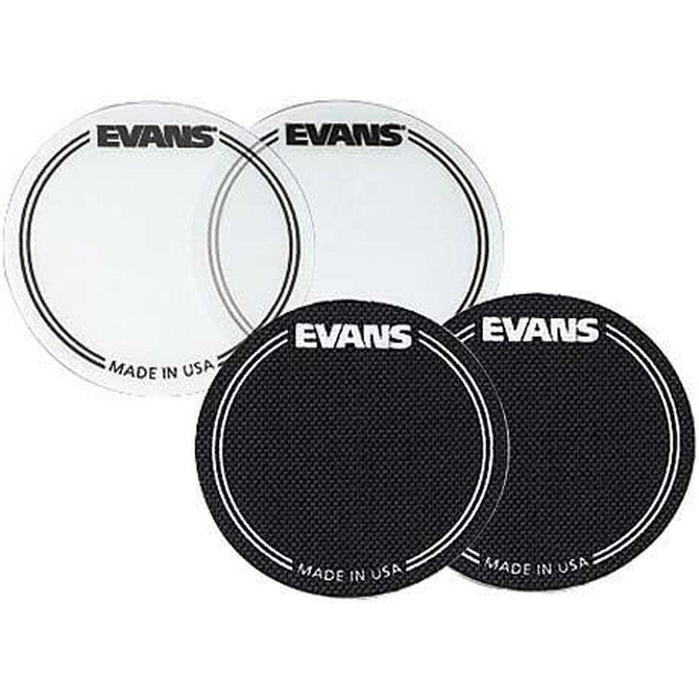Evans EQ Single Pedal Patch front view showing the black nylon circular drumhead impact pad.