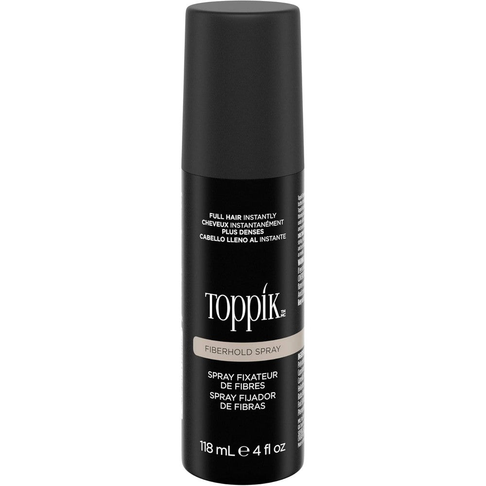 Toppik FiberHold Spray front view showcasing the four fluid ounce bottle packaging.