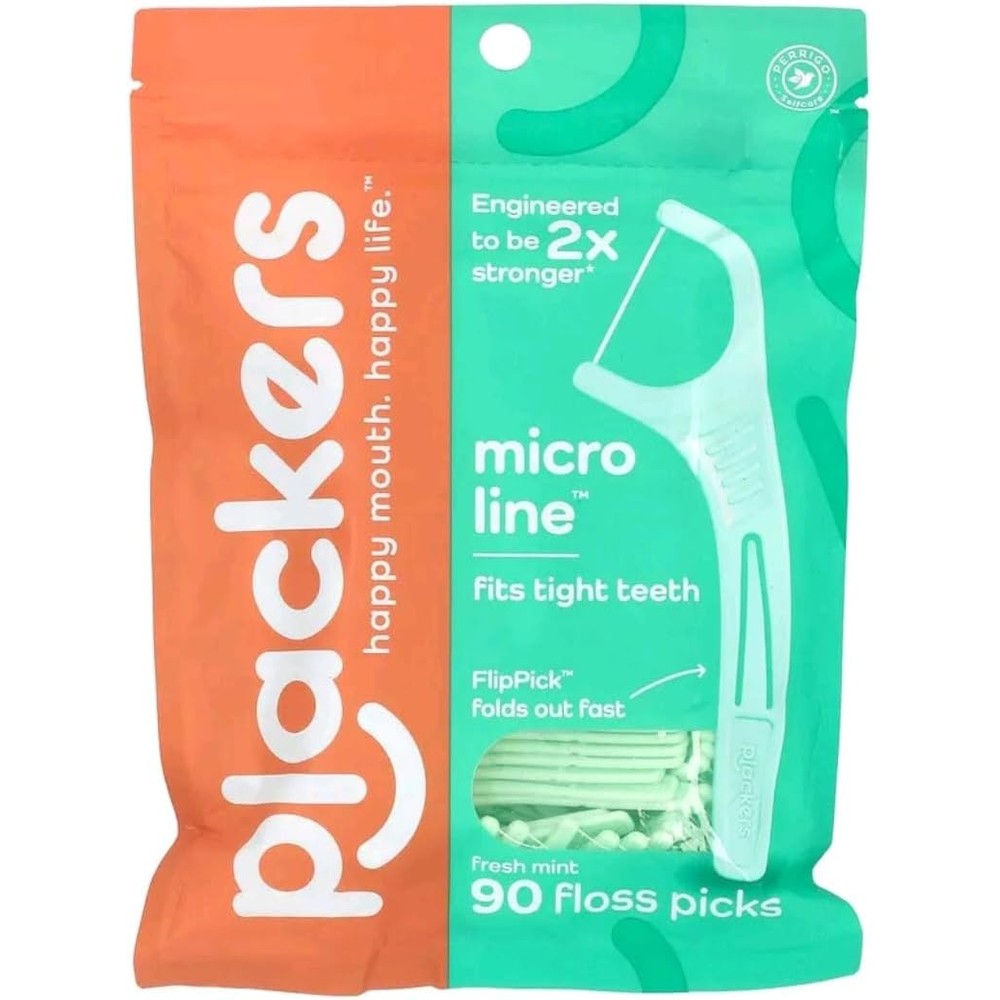Plackers Micro Mint Dental Floss Picks High Performance Tuffloss With Fold Out FlipPick Fresh Mint Flavor 90 Count