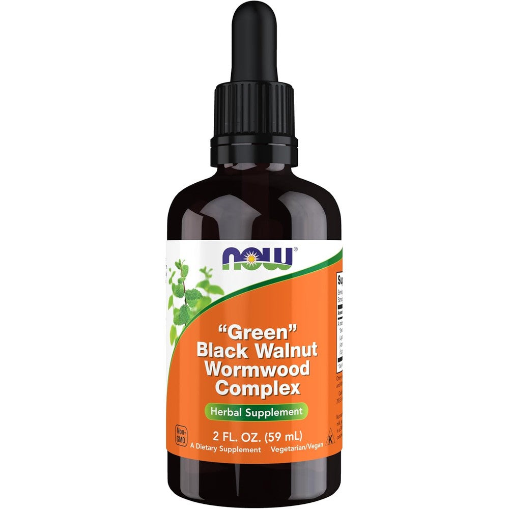 Now Foods Fresh Green Black Walnut Wormwood Complex Liquid Herbal Supplement For Digestive Health 60 Milliliter