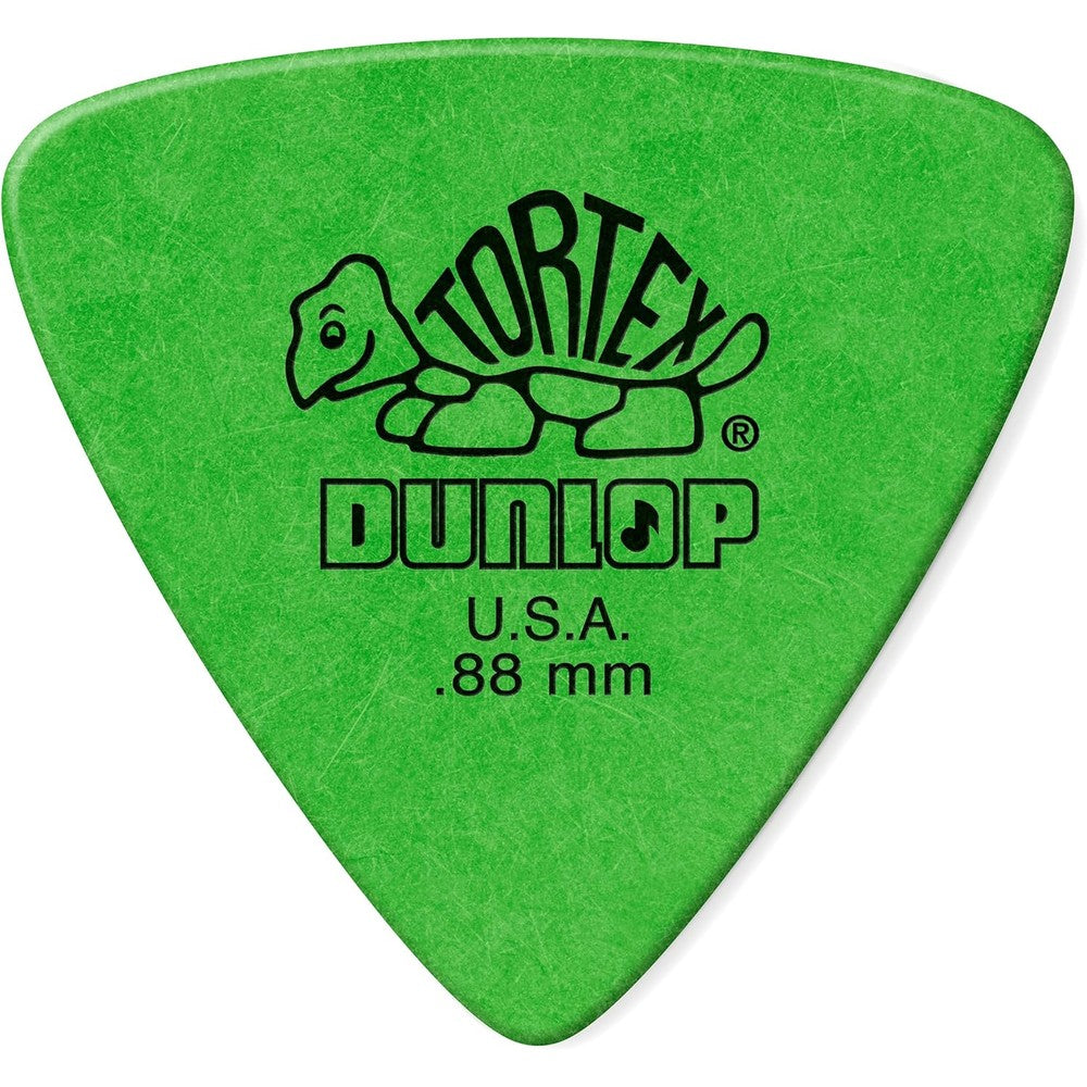 Jim Dunlop Tortex Triangle Guitar Picks Point Eight Eight Millimeter Green Medium Gauge Six Pack