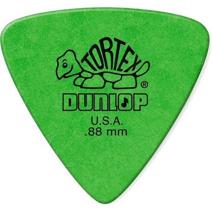 Jim Dunlop Tortex Triangle Guitar Picks Point Eight Eight Millimeter Green Medium Gauge Six Pack