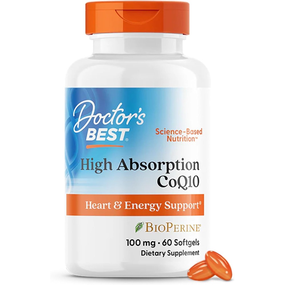 Doctor's Best High Absorption CoQ10 With BioPerine 100 mg Support Heart Health And Cellular Energy Production 60 Softgels