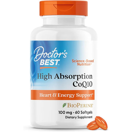 Doctor's Best High Absorption CoQ10 With BioPerine 100 mg Support Heart Health And Cellular Energy Production 60 Softgels