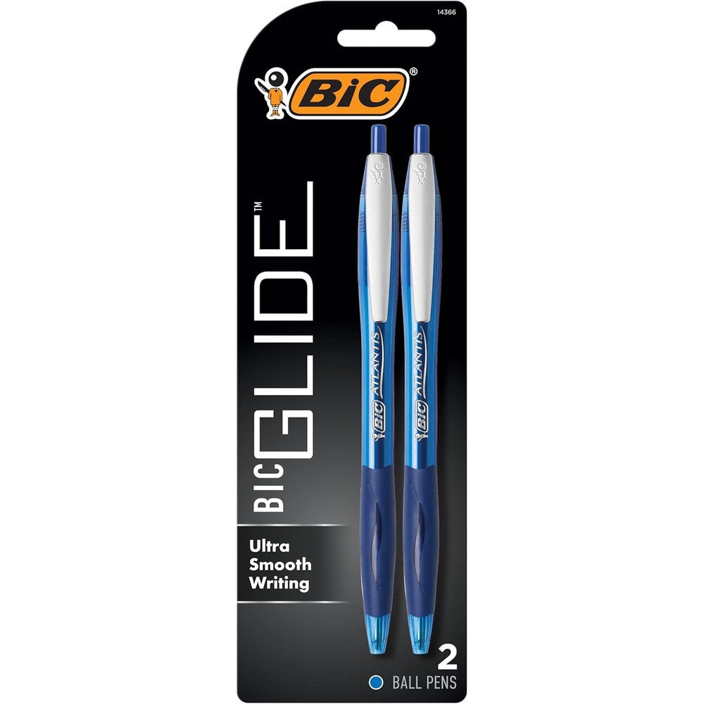 BIC Atlantis Original Retractable Ball Pen, Medium Point 1.0 mm, Blue Ink, 2 Count Pack
