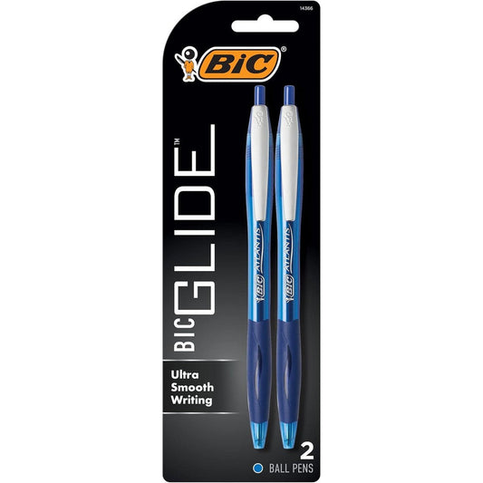 BIC Atlantis Original Retractable Ball Pen, Medium Point 1.0 mm, Blue Ink, 2 Count Pack