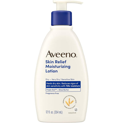Aveeno Active Naturals Skin Relief 24 Hour Moisturizing Lotion Fragrance Free For Itchy Extra Dry Skin 354ml
