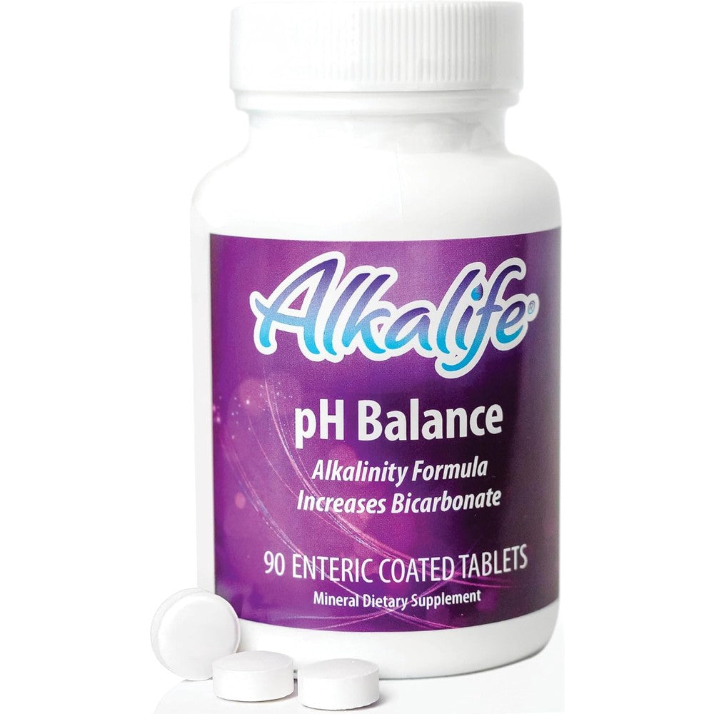 Alkalife pH Balance 90 tablets bottle front view showing product name and immune support benefit.