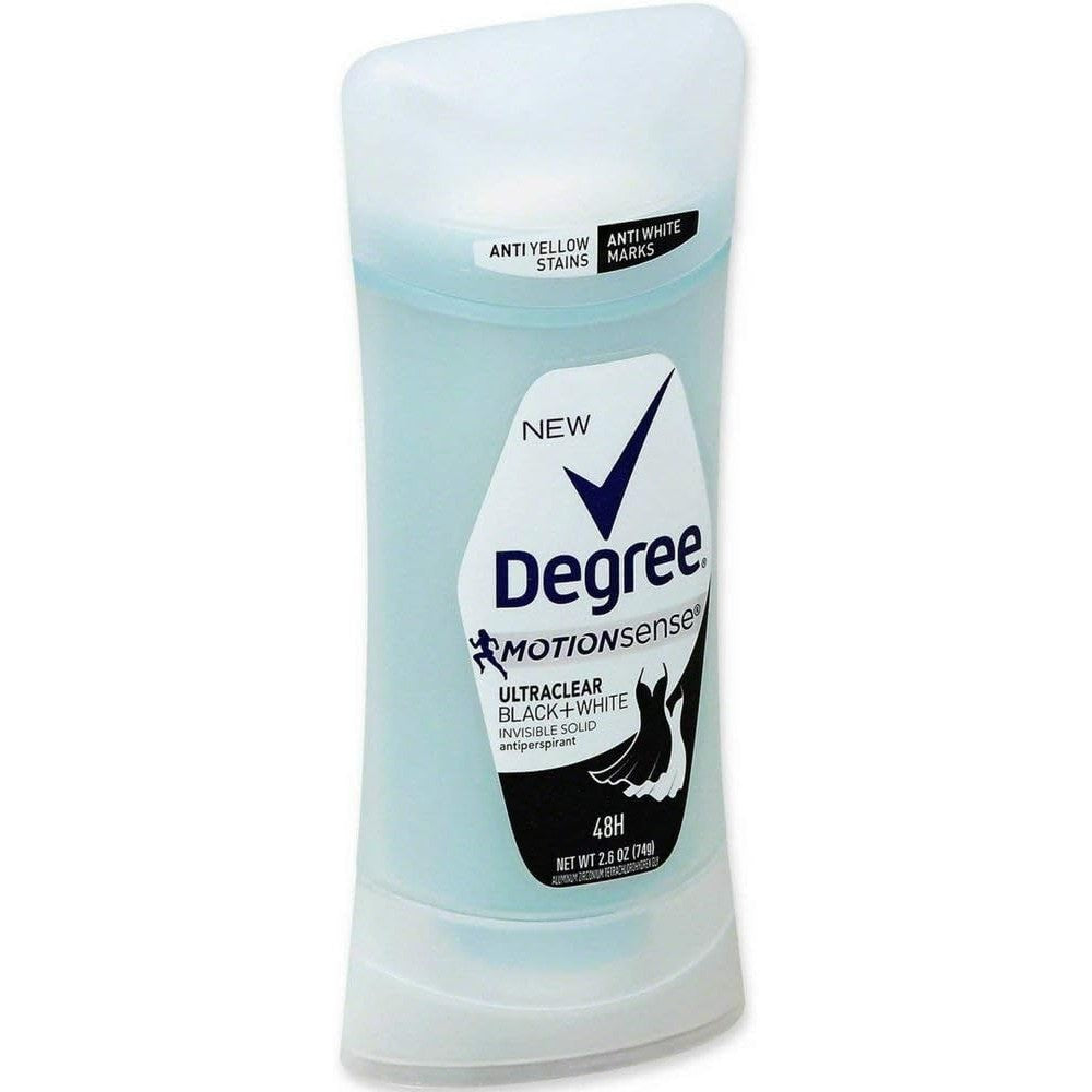 Degree MotionSense UltraClear Black And White Antiperspirant Deodorant Stick pack of three front view