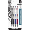 Zebra Pen F-301 stainless steel ballpoint four pack front view showing assorted ink colors
