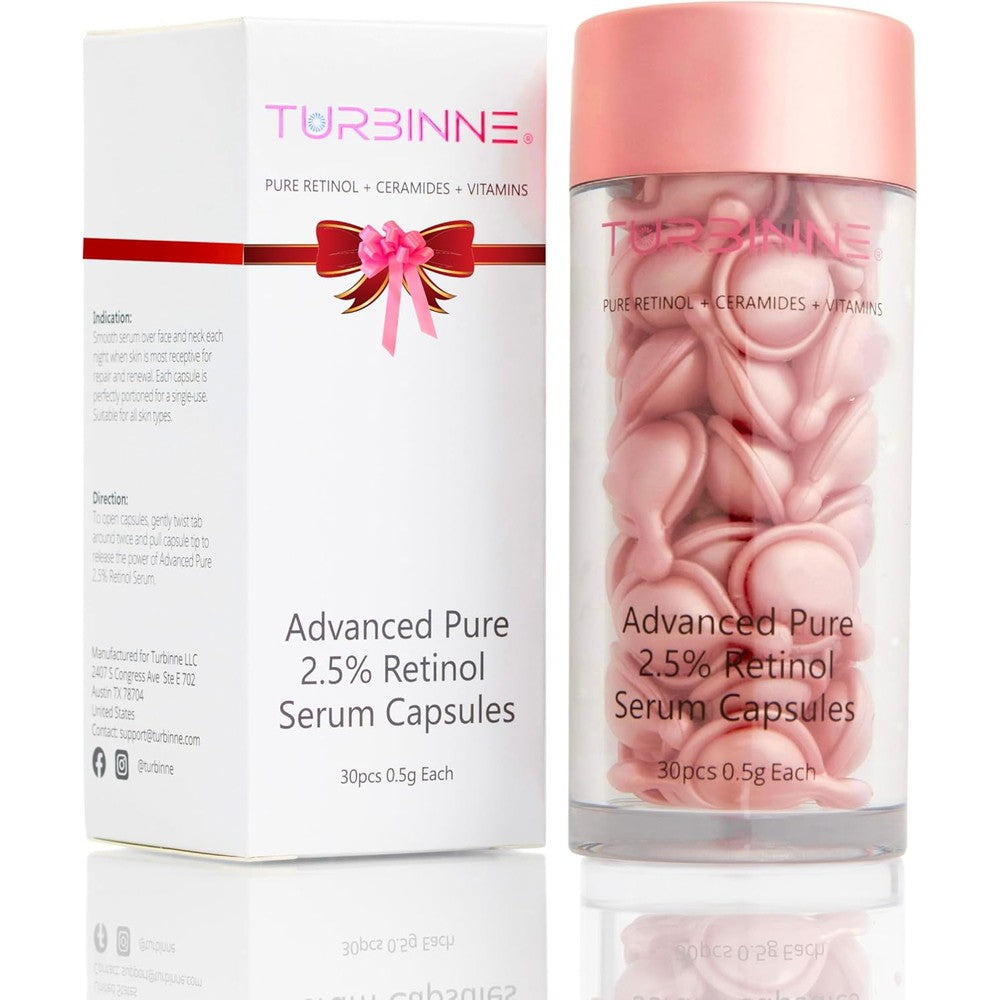TURBINNE Advanced Pure 2.5% Retinol Serum Capsules For Anti Aging And Brightening 30 Count