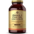 Solgar Omega 3 Fish Oil Concentrate 120 softgels front view bottle for cardiovascular health.