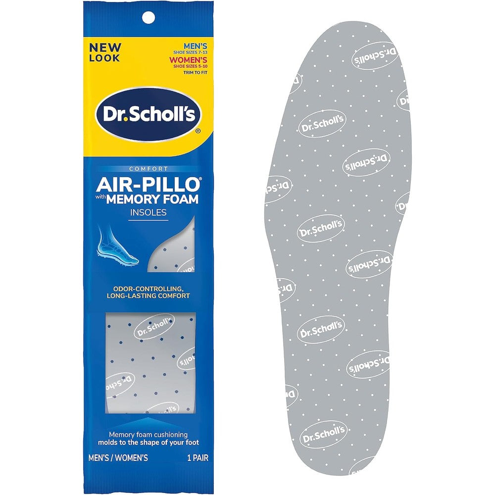 Dr. Scholl's Comfort Double Air-Pillo Insoles For Men and Women Dual Layer Cushioning Memory Foam Shoe Inserts One Pair