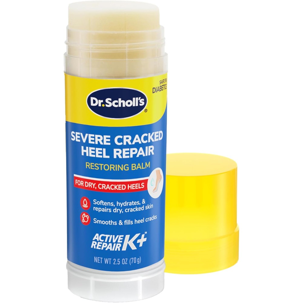 Dr. Scholl's Severe Cracked Heel Repair Restoring Balm front view stick applicator for dry skin