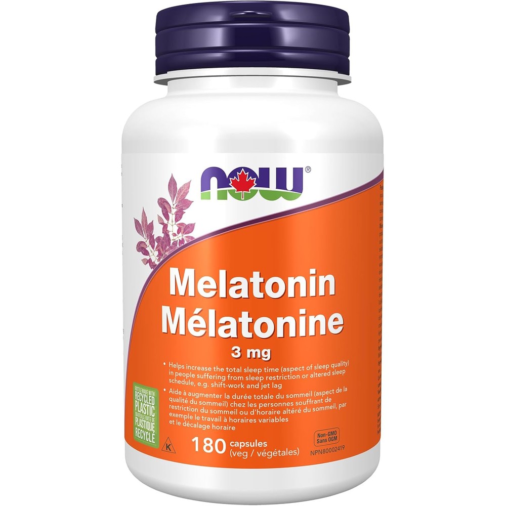 Now Foods Melatonin 3mg Healthy Sleep Cycle Regulation Supplement 180 Vegetarian Capsules