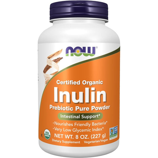 Now Foods Organic Inulin Pure Prebiotic Powder For Intestinal Support And Digestive Health 227 Grams