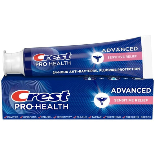 Crest Pro Health Advanced Sensitive and Enamel Shield Toothpaste front view tube packaging