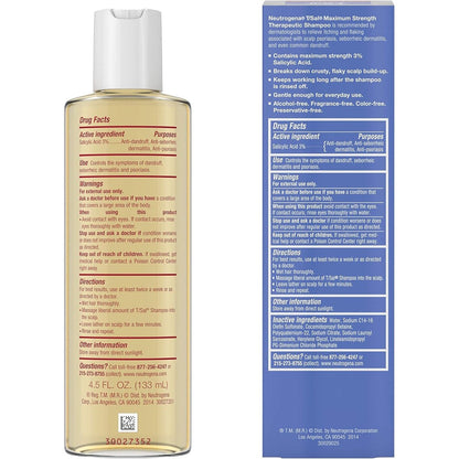 Neutrogena T/Sal Therapeutic Shampoo Scalp Build Up Control With 3 Percent Salicylic Acid 133 Milliliter