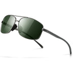 SUNGAIT ultra lightweight rectangular polarized sunglasses front view showing gunmetal frame