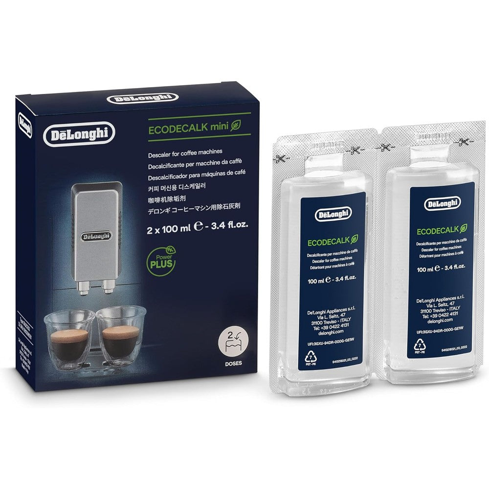 De'Longhi EcoDecalk Universal Coffee Machine Descaler And Limescale Remover Plant Based Formula Two Pack 200 Milliliters DeLonghi