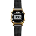 MASTOP Women's Quartz Ultra Thin Watch front view showing the petite silver dial and minimalist metal scale hour marks.