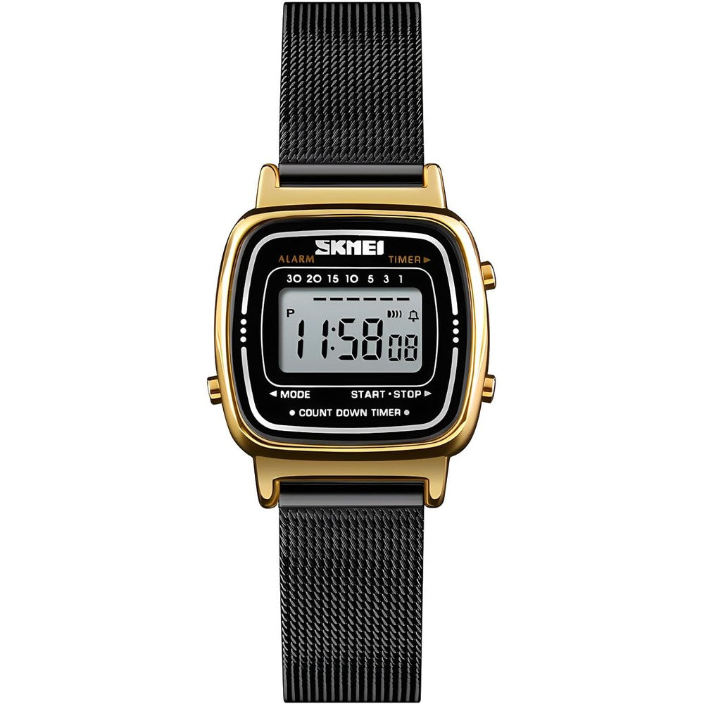 MASTOP Women's Quartz Ultra Thin Watch front view showing the petite silver dial and minimalist metal scale hour marks.