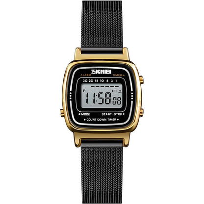 MASTOP Women's Quartz Ultra Thin Watch front view showing the petite silver dial and minimalist metal scale hour marks.