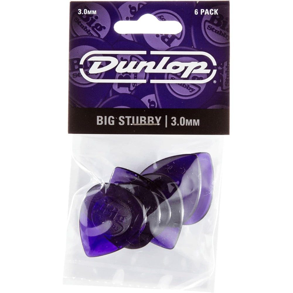 Jim Dunlop Big Stubby 3.0mm guitar picks front view showing the textured grip