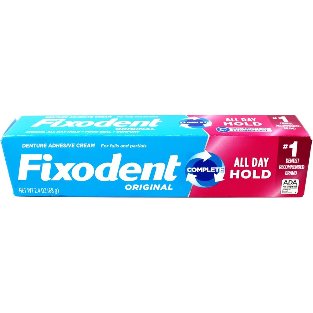 Fixodent Complete Original Denture Adhesive Cream Strong Hold For Full And Partial Dentures Two Point Four Ounces
