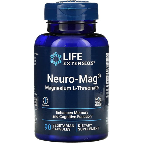 Life Extension Neuro-Mag Magnesium L-Threonate 90 vegetarian capsules bottle front view