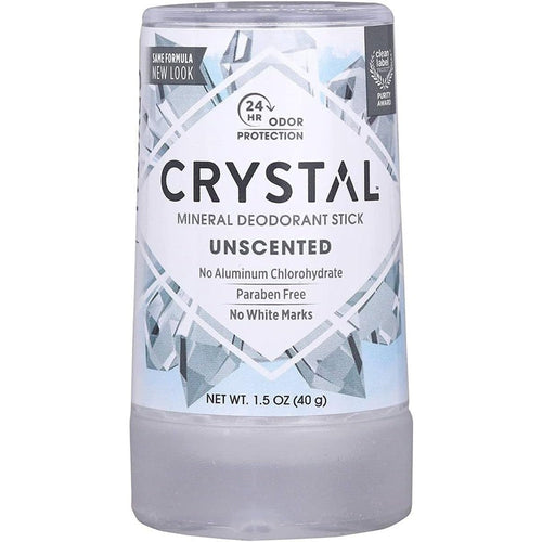 Crystal Essence Mineral Deodorant Stick front view showing travel size packaging.