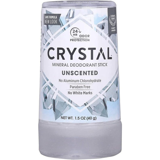 Crystal Essence Mineral Deodorant Stick front view showing travel size packaging.