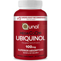 Qunol Mega Ubiquinol CoQ10 100mg front view bottle for premium cardiovascular health support.