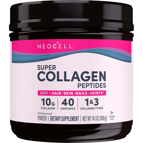 NeoCell Super Collagen Peptides Unflavored Powder front view canister for skin hydration