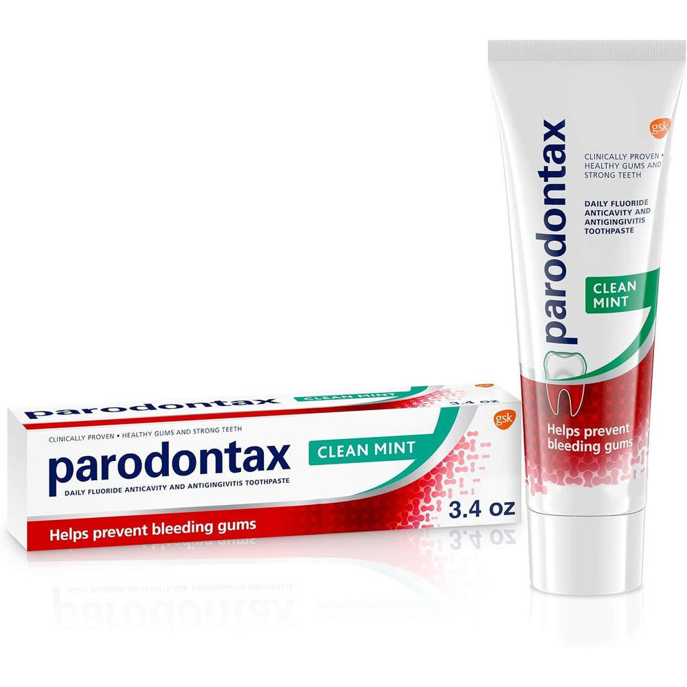 Parodontax Toothpaste for Bleeding Gums front view of the packaging box