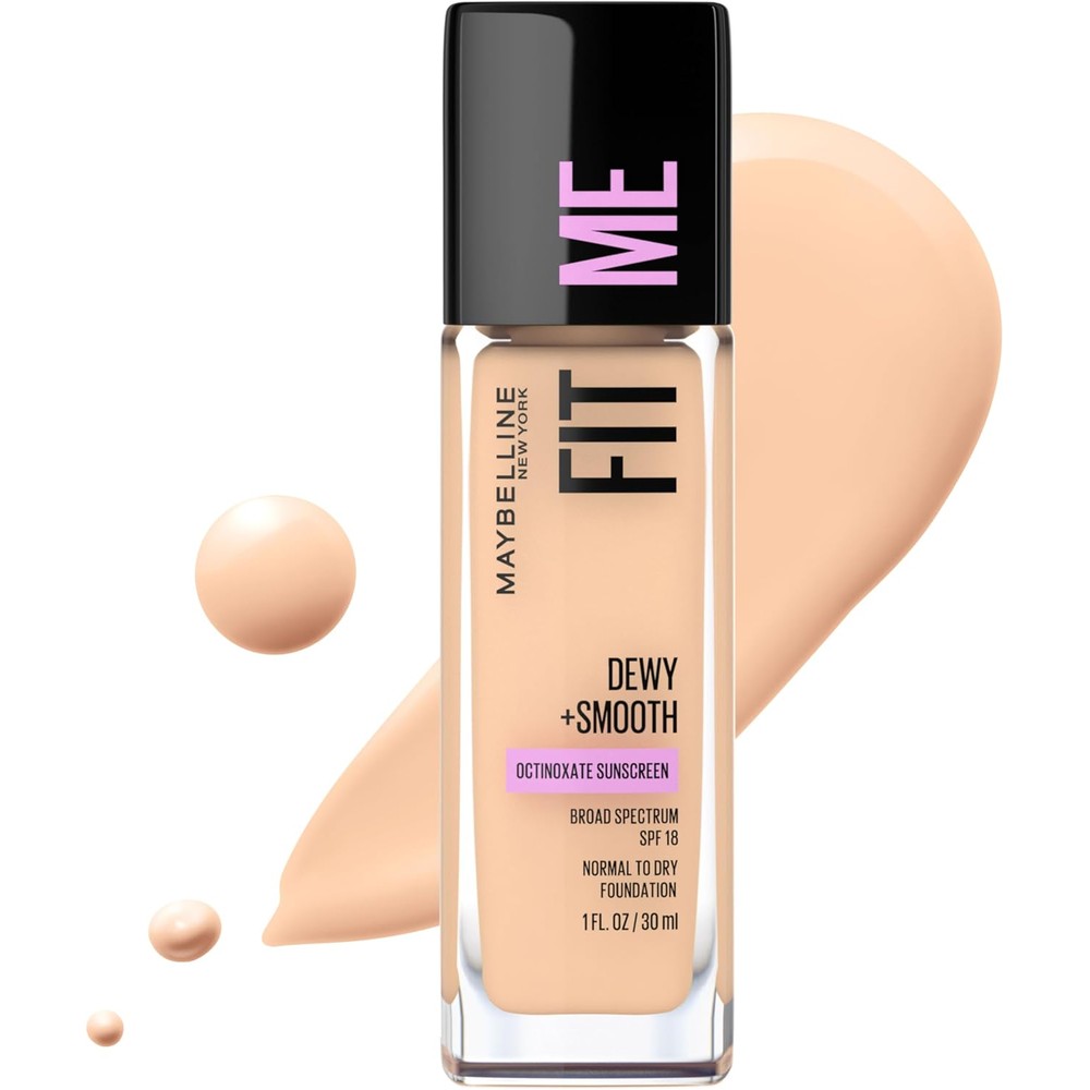 Maybelline New York Fit Me Dewy And Smooth Liquid Foundation With SPF 18 Sun Protection 110 Porcelain 30 Milliliters